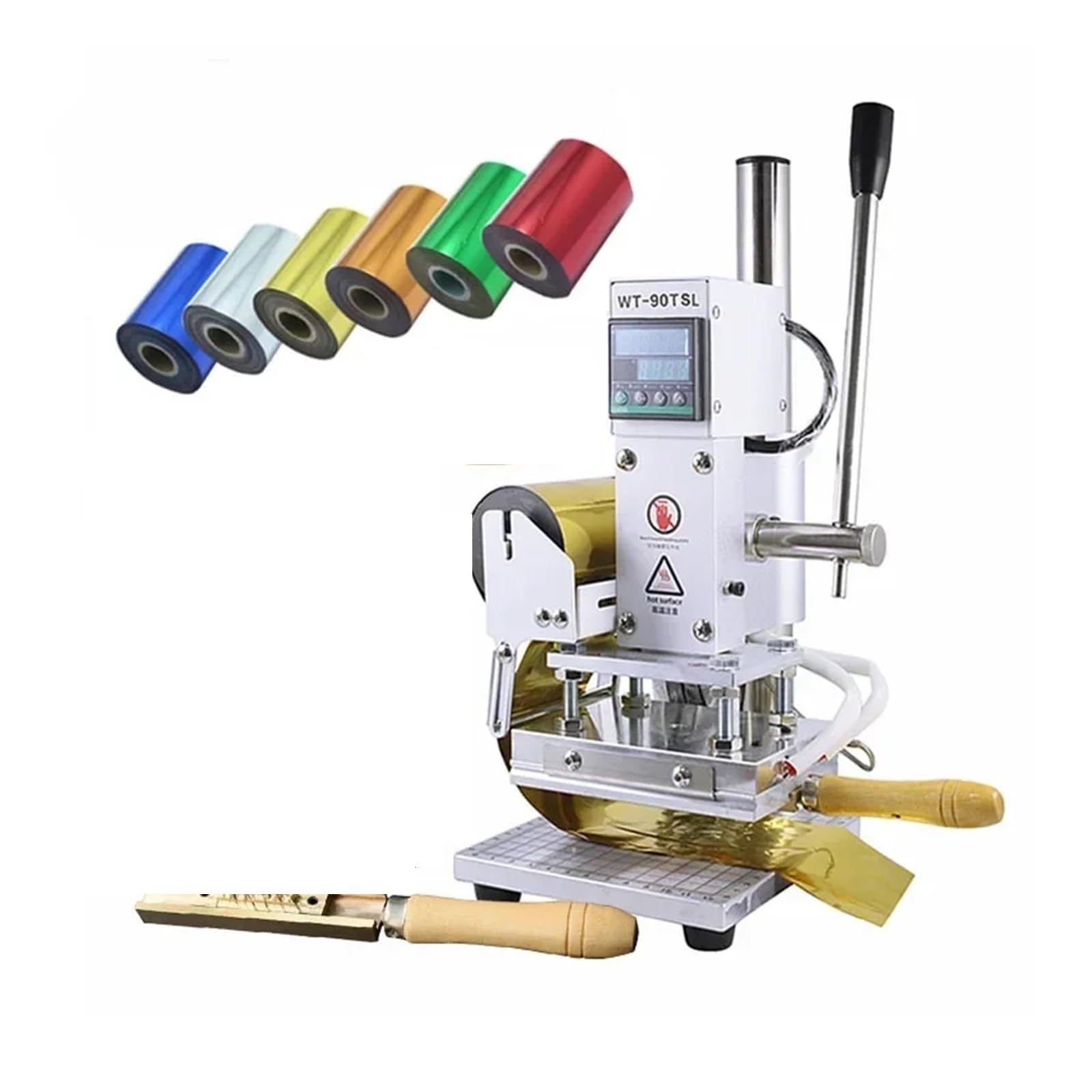 Hot Foil Stamping Machine 300W Leather Handhold Paper Craft Copper Mould Stamp Embossers Wooden Logo Labeling, Embossing Papers(Large with Mould)