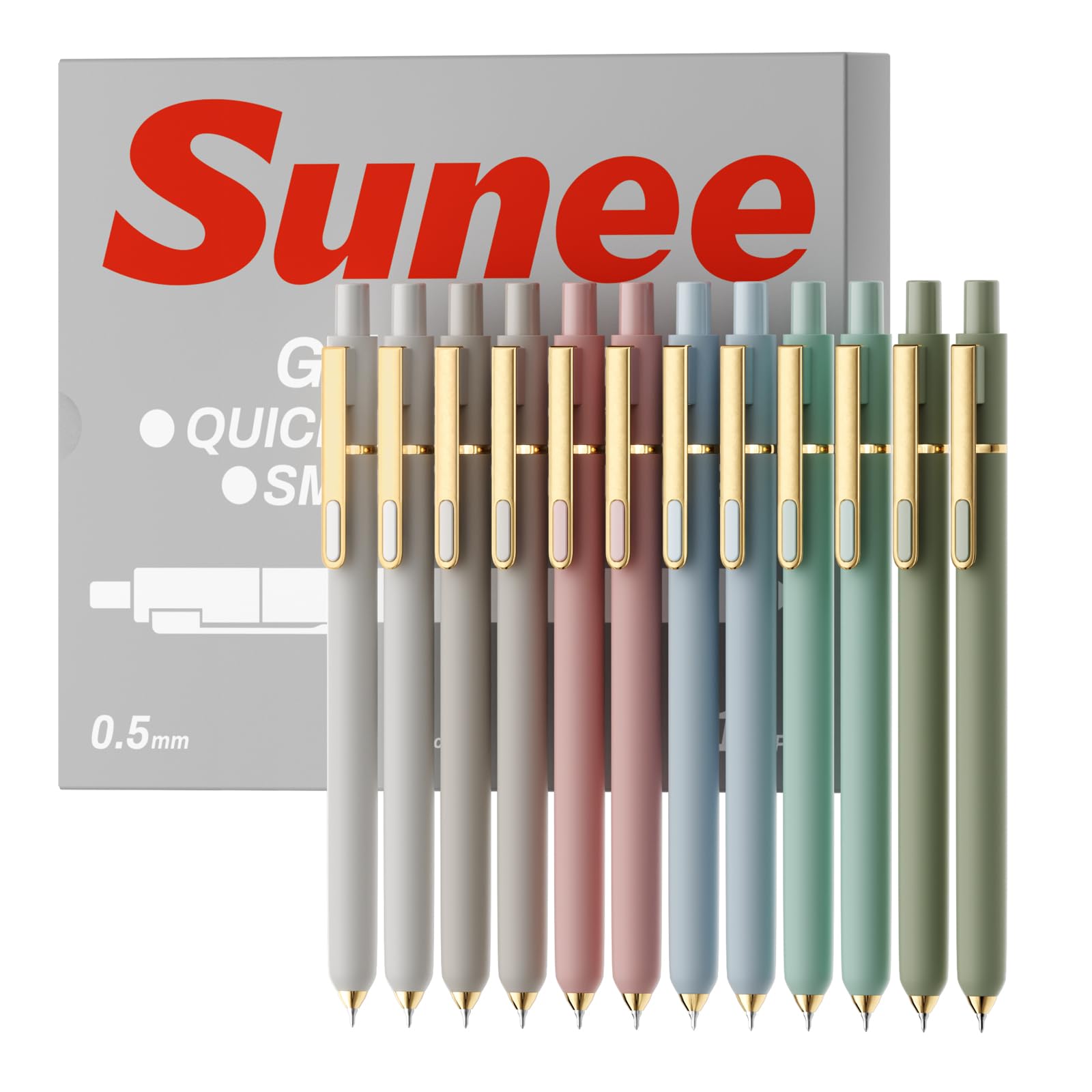 SUNEE Gel Pens,12 Pack 0.5mm Fine Point Smooth Writing Pens with Quick-Dry Balck Ink, Cute Aesthetic Pens for School, Office, Note Taking, Journaling, Gifts for Women and Men - Morandi โ image 1