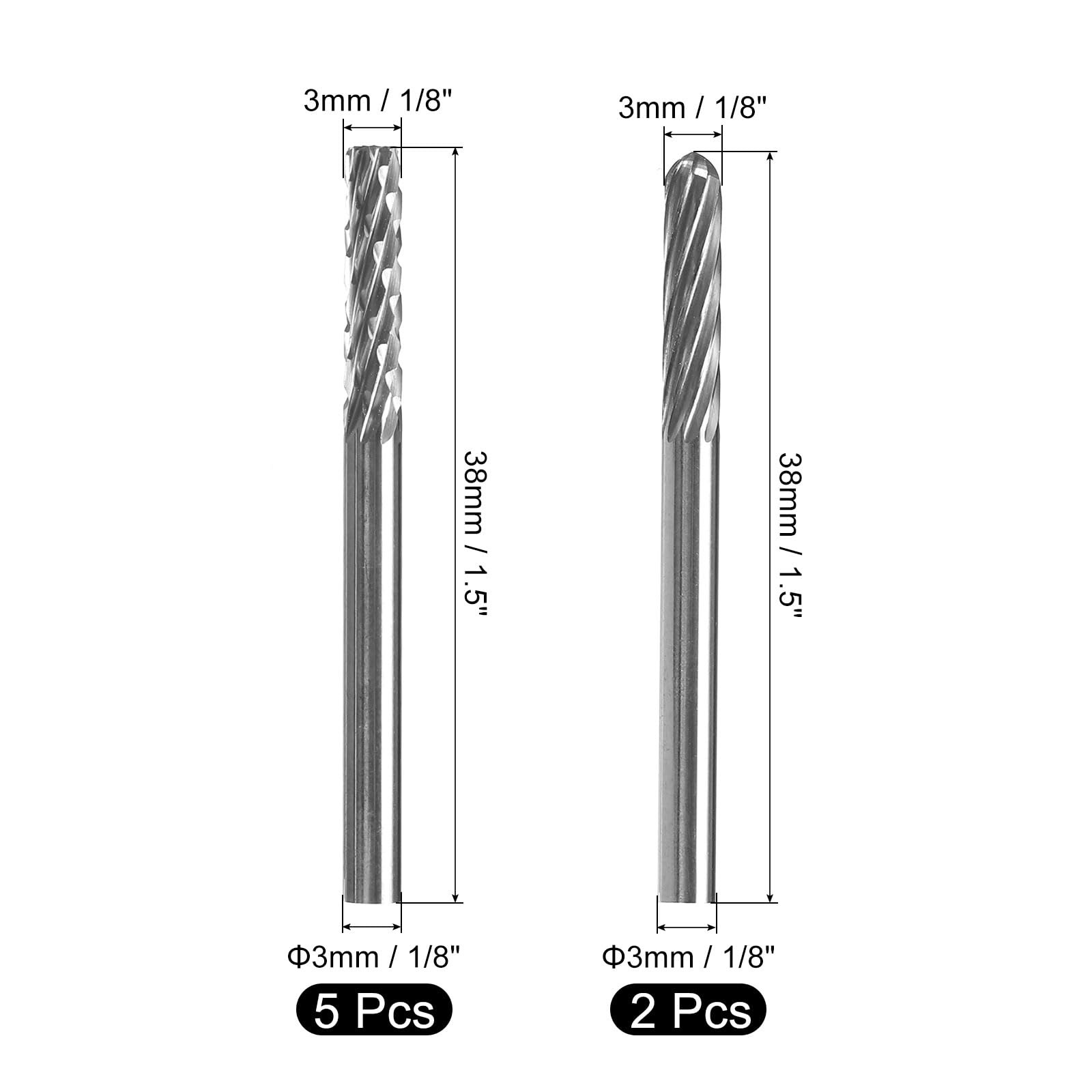 uxcell Tungsten Carbide Rotary Files 1/8