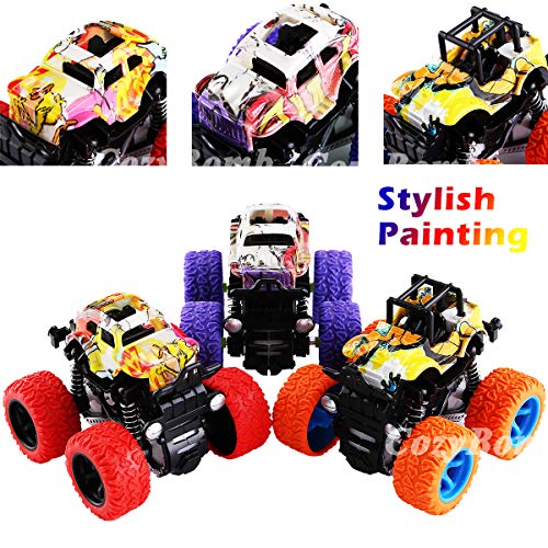 CozyBomB Friction Powered Monster Trucks Toys for Boys - Push and Go Car Vehicles Truck Jam Playset, Inertia Vehicle Cars, Kids Birthday Christmas Party Supplies Gift 3 Years Old 3-Pack - Image 6