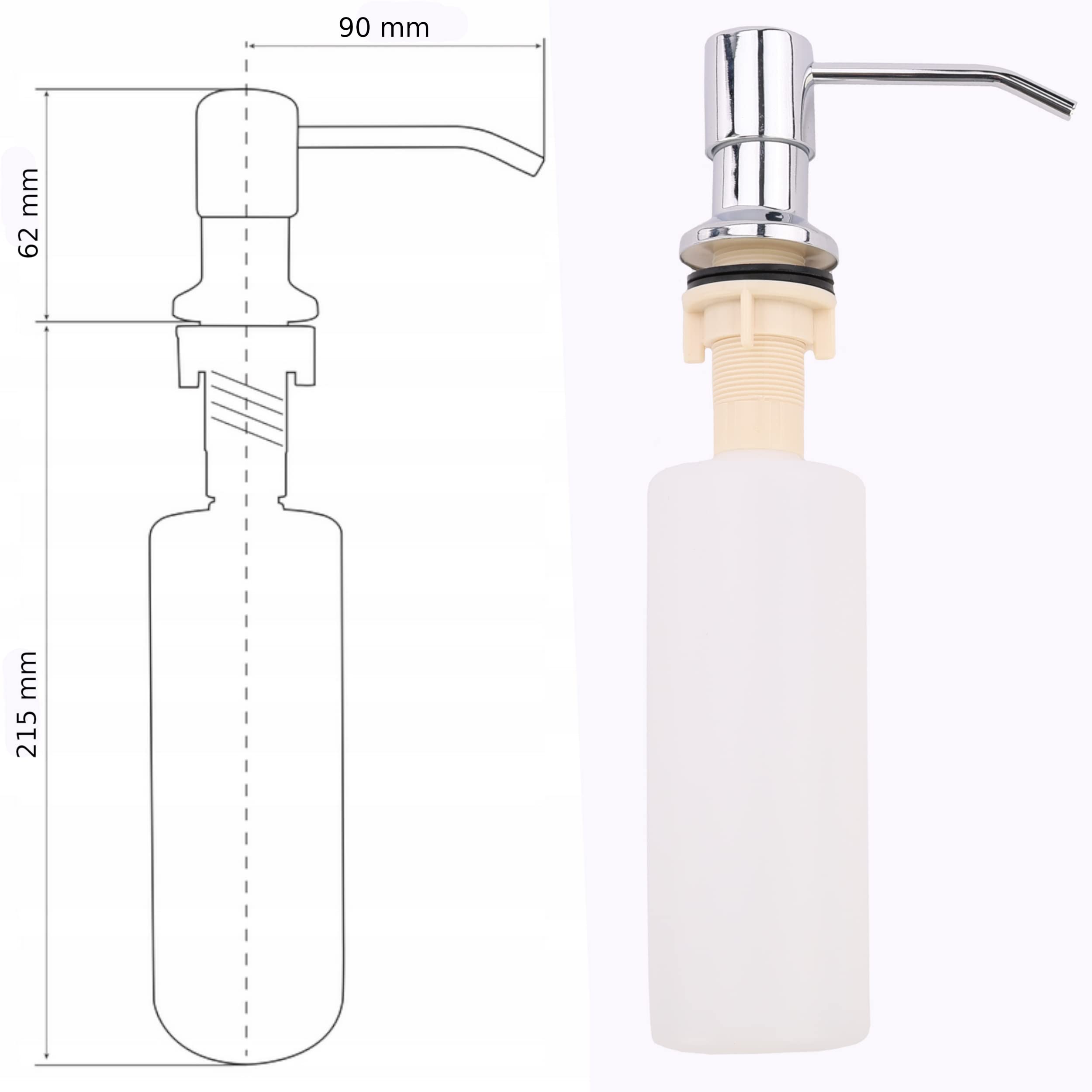Umywalka z wylewem 61,5 cm, szary granit, polistyren, zlewozmywak domowy, zlewozmywak z ruchomą armaturą, koryto z przelewem, dozownik mydła, syfon, umywalka ścienna