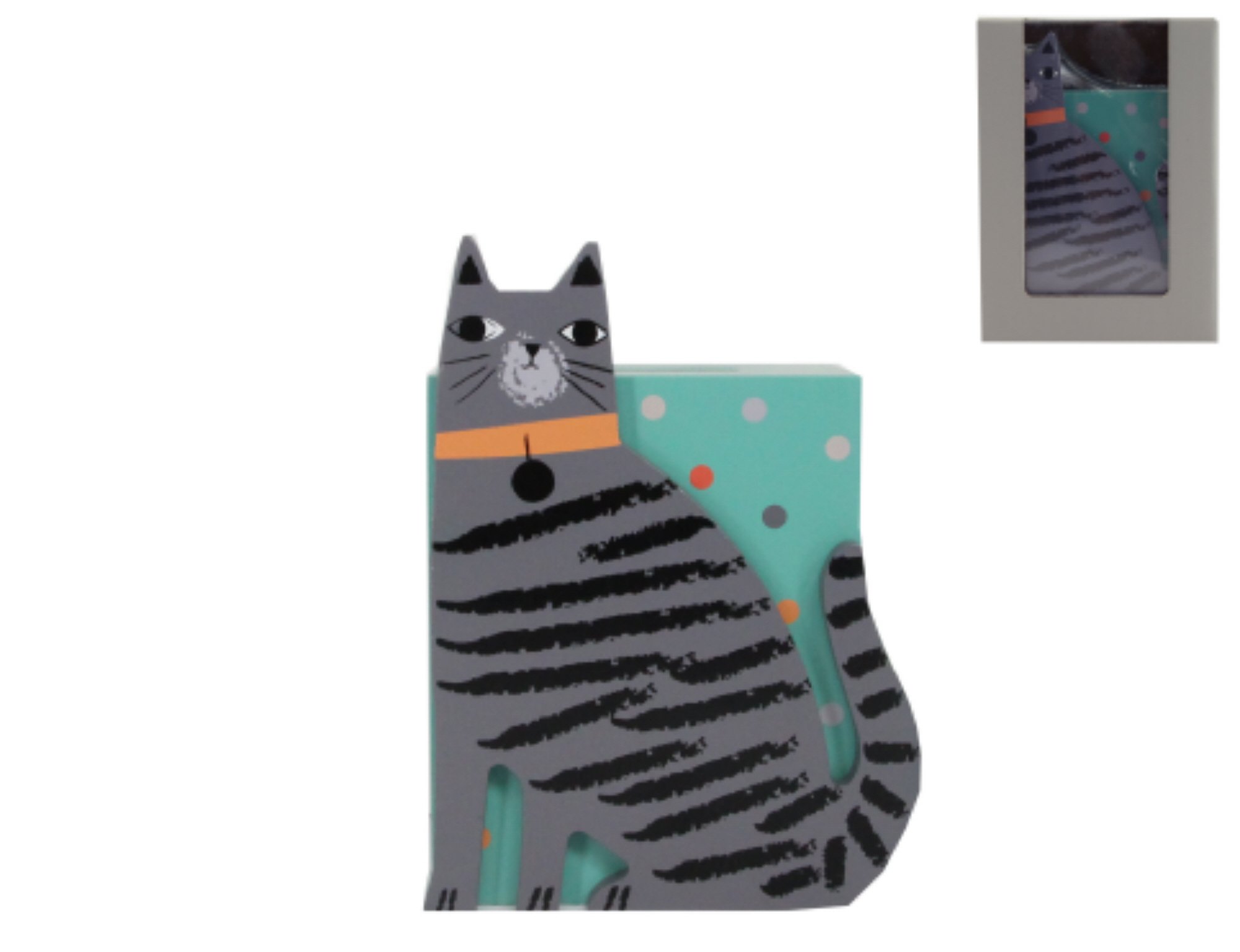 Gisela Graham Cat Design Painted Wooden Money Box
