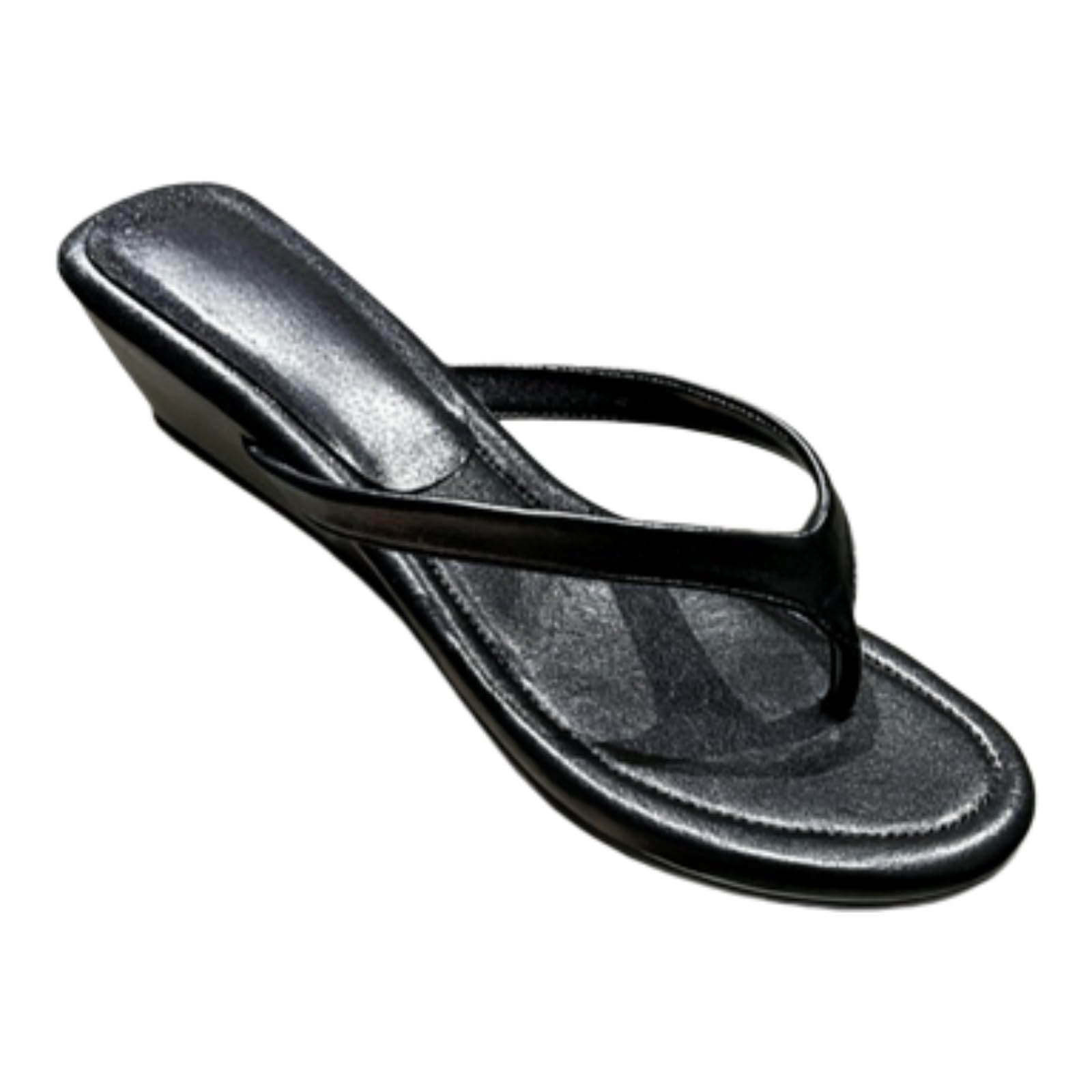 Pantofole da donna infradito con zeppa francese, scarpe estive con plateau, sandali infradito in stile elegante, suola morbida antiscivolo casual per passeggiate all'aperto