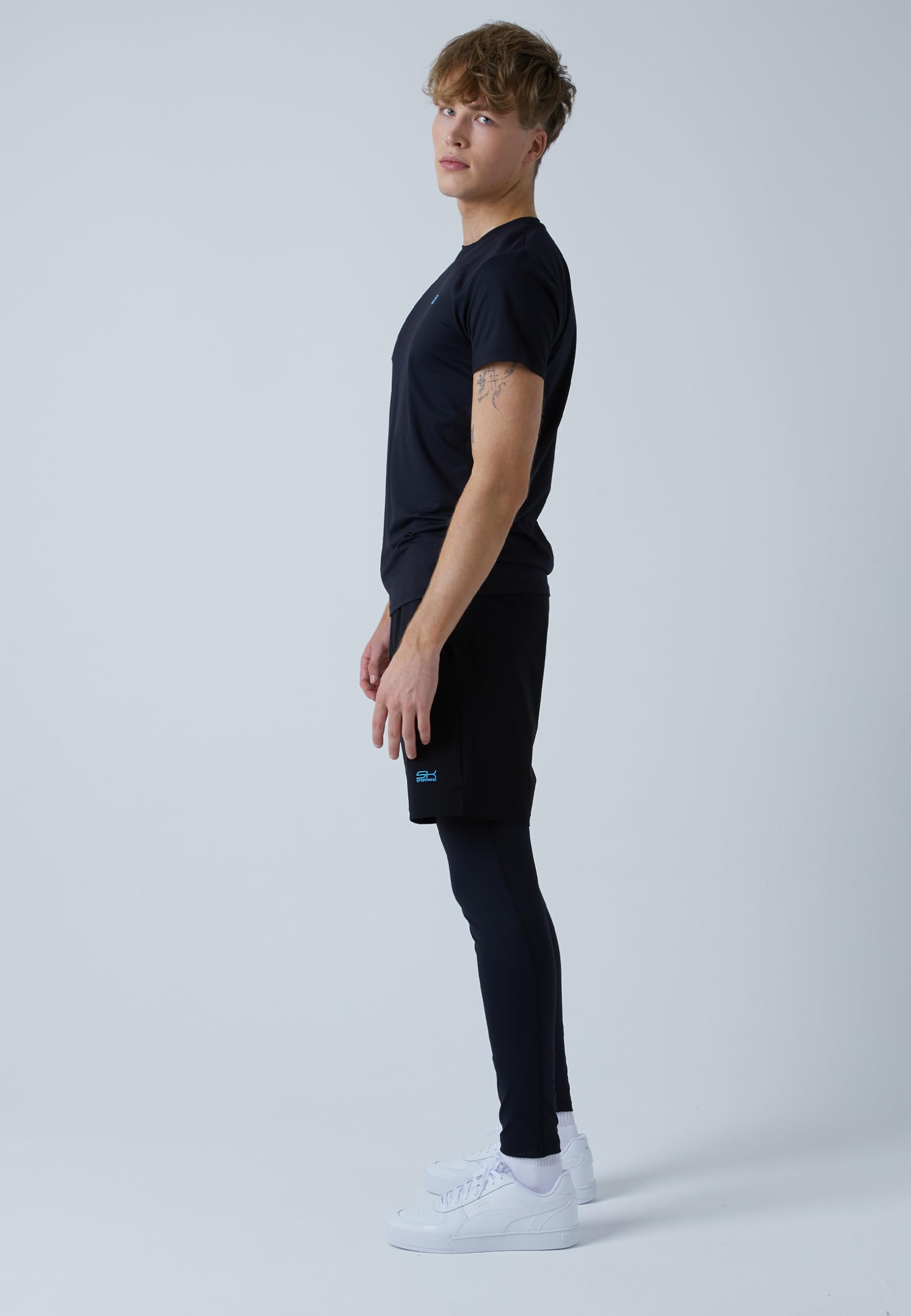 Sportkind Jungen & Herren 2-in-1 Shorts mit Leggings, Laufhose mit Taschen, atmungsaktiv, UV-Schutz, Padel, Tennis