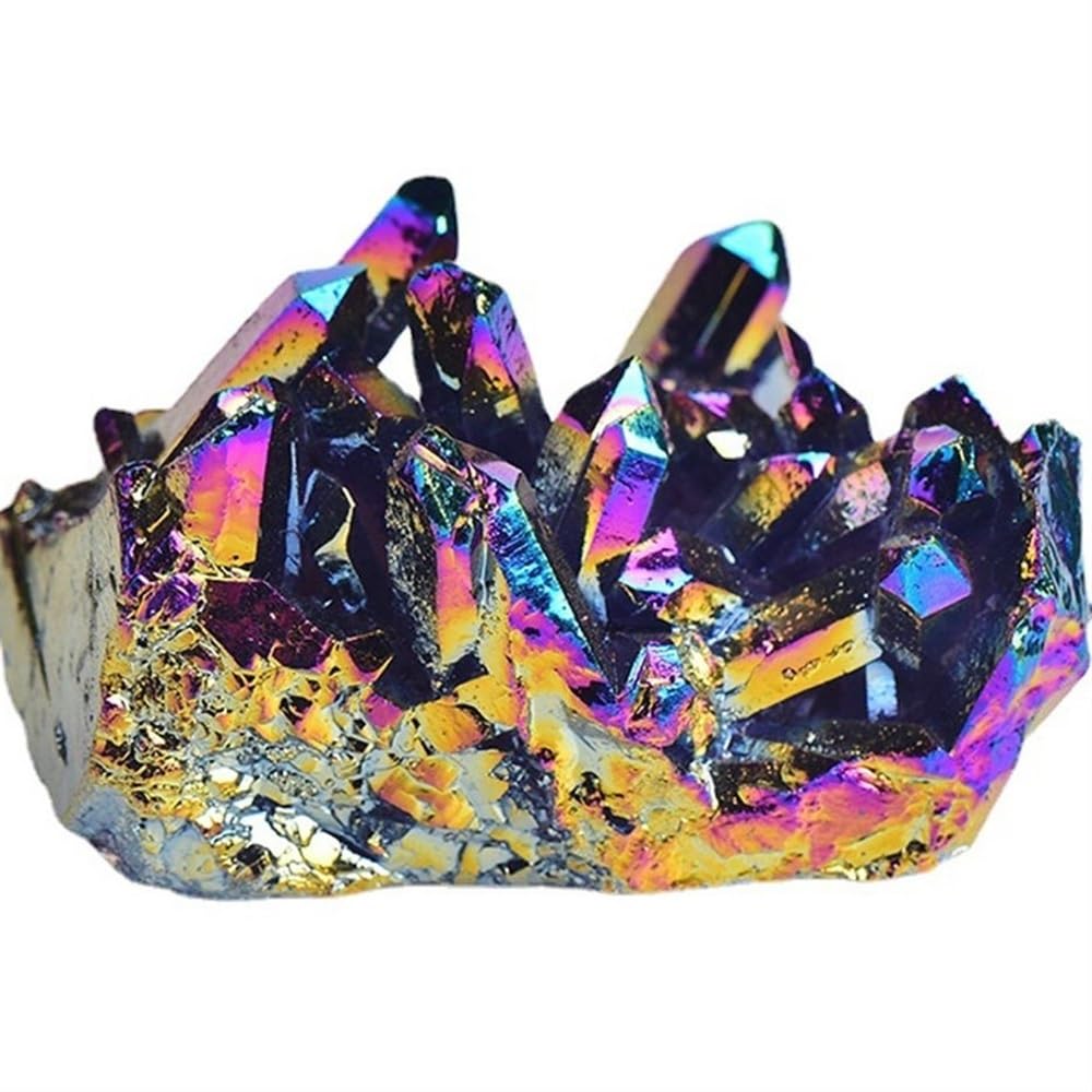 AUOQKQUT Angel Aura Quartz Crystal Cluster Ore Home Decoration Crystals Decor Amethyst Ornaments (Size : 110-130g)