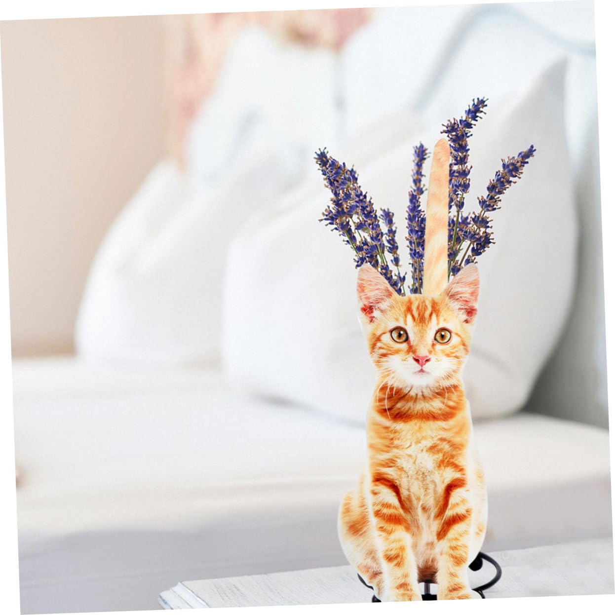 Didiseaon Portarotolo Funzione di Supporto e Conservazione a Forma di Gatto in Ferro Giallo di Carta Organizer Moderno Carta Asciugatutto per Cucina per Aree Cucina
