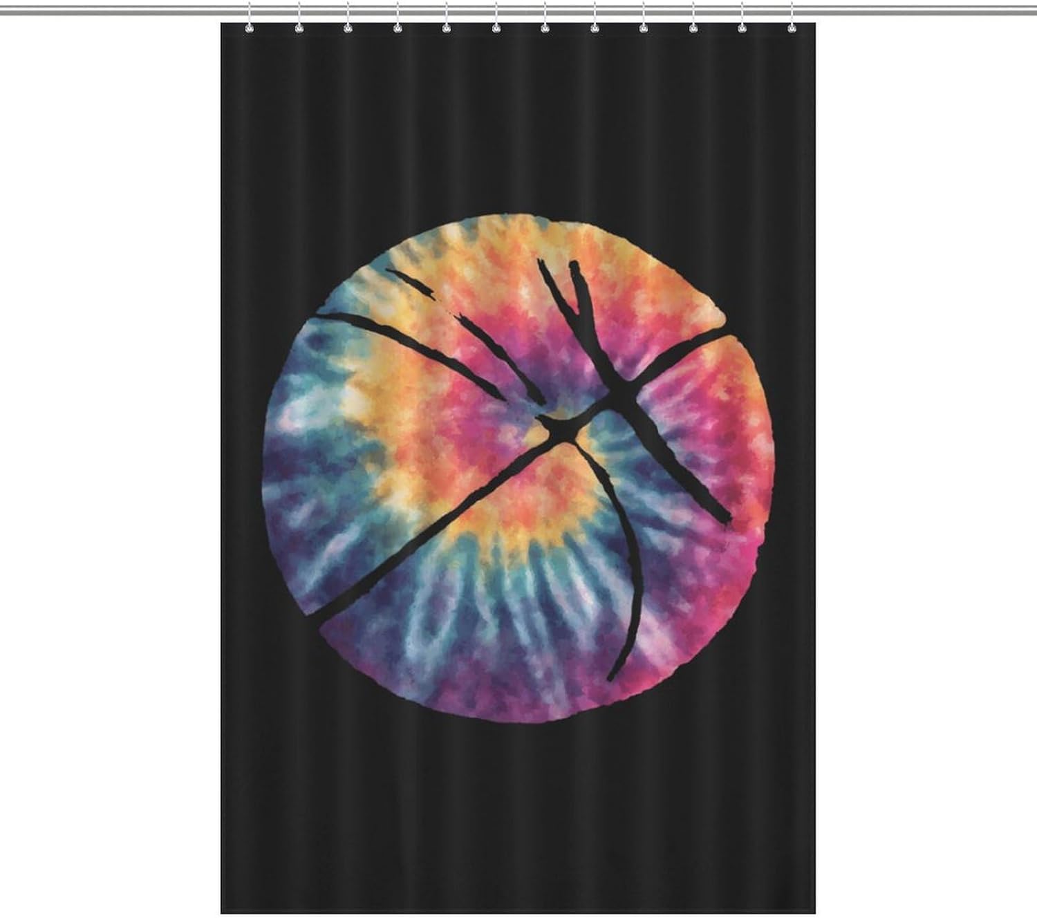 Watercolor Tie Dye Basketball Shower Curtain 46.85x70.87Inch（119x180cm） Polyester Bath Curtain Shower Curtains Printed Decorative