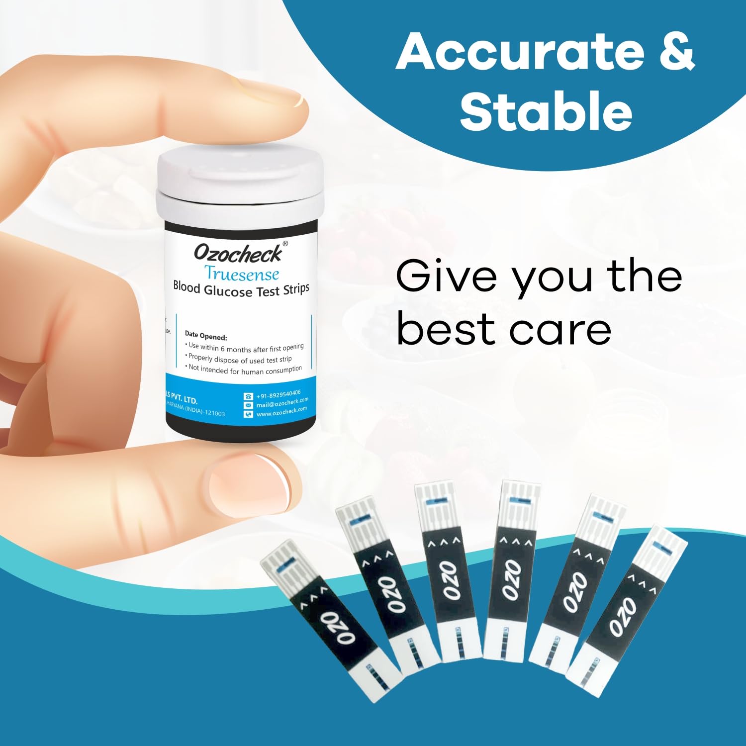 Ozocheck Truesense Test Strips | Pack of 50 Strips | Blood Sugar Test Machine Testing Strips | Global Iconic Brand | For use with OneTouch Select Plus Simple Glucometer 1