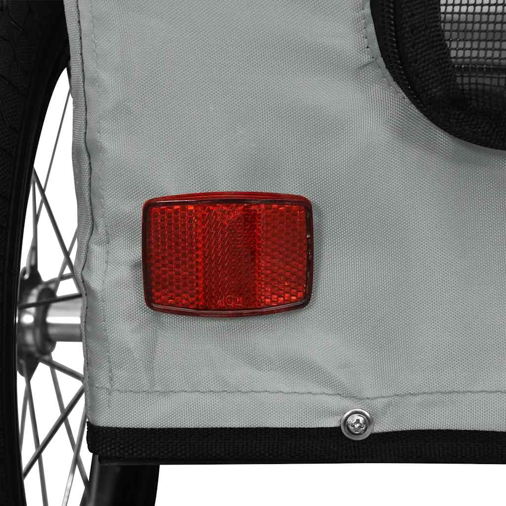 vidaXL Remolque de Bicicleta Mascotas Hierro Tela Oxford Gris, Remolque para Bicicletas, Remolque para Mascotas, Carrito para Bicicletas