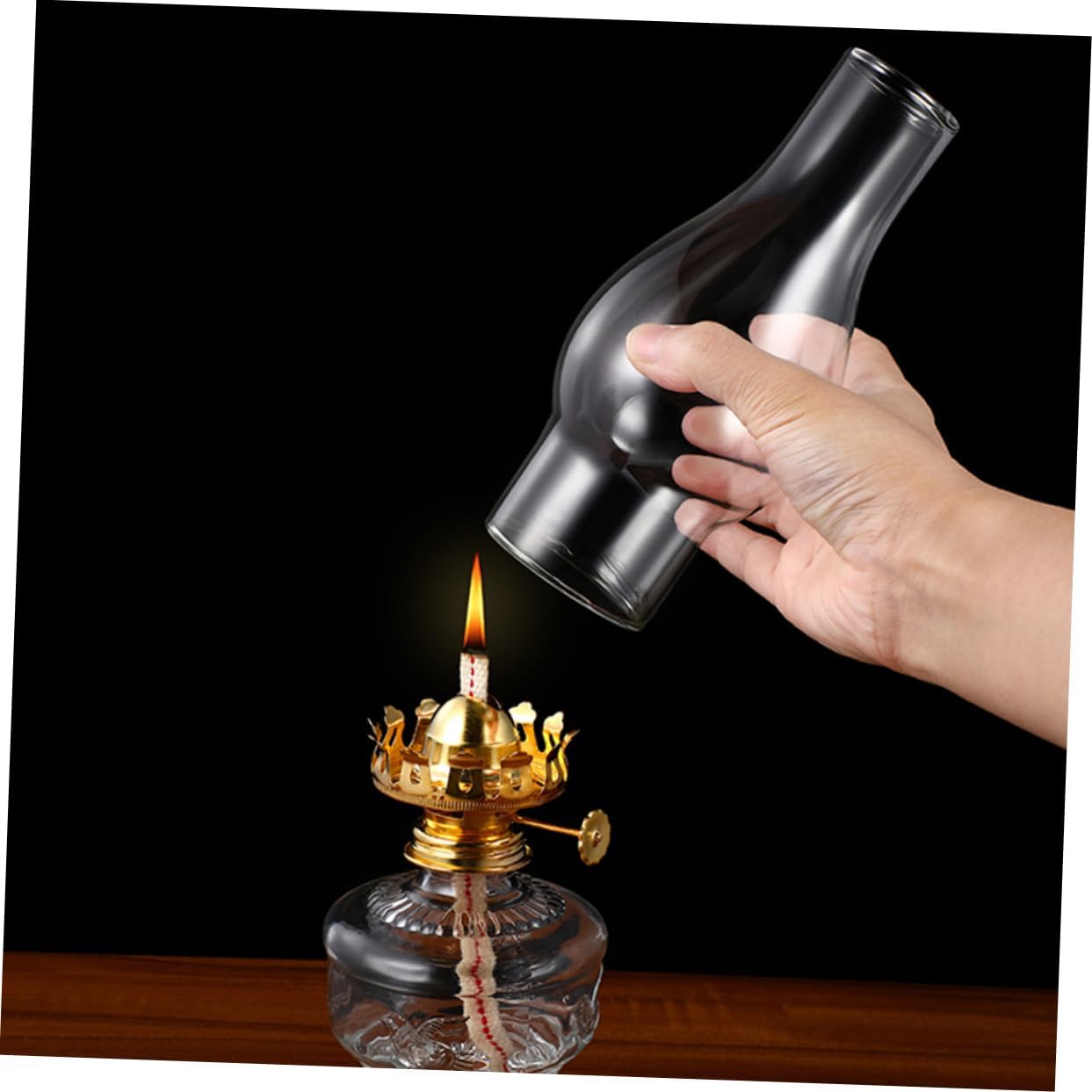LIFKOME 2Pcs Retro Glass Kerosene Lamp Elegant Oil Lamp for Home Decor Vintage Buddha Lamp for Living Room Bedroom Easy to Use Install
