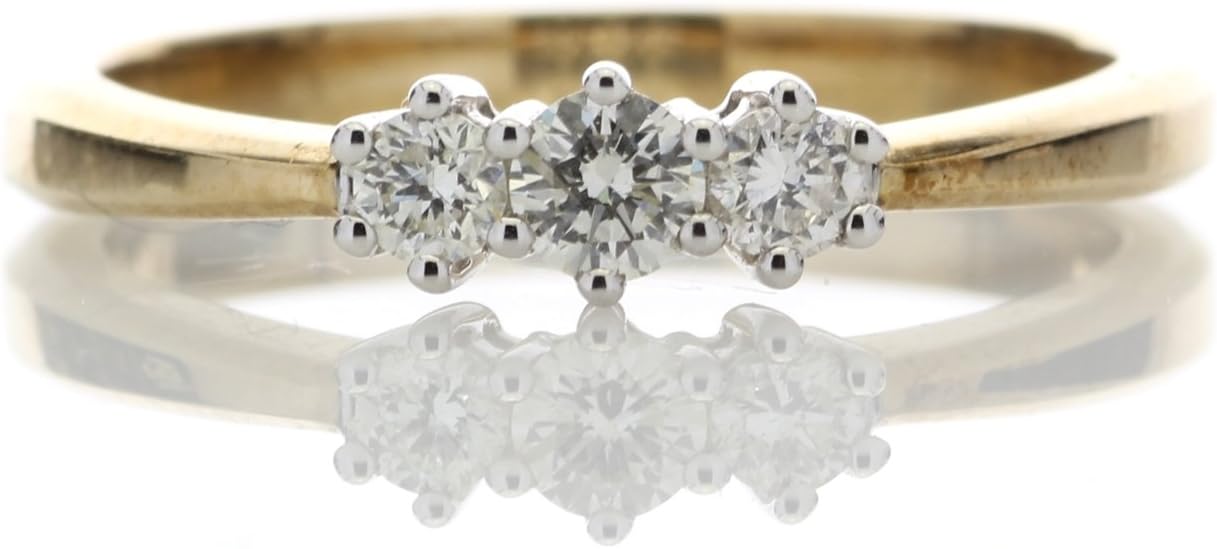 DIAMOND Ring Trilogy 18 Carat Yellow Gold - Cert By AGI. FREE Shipping