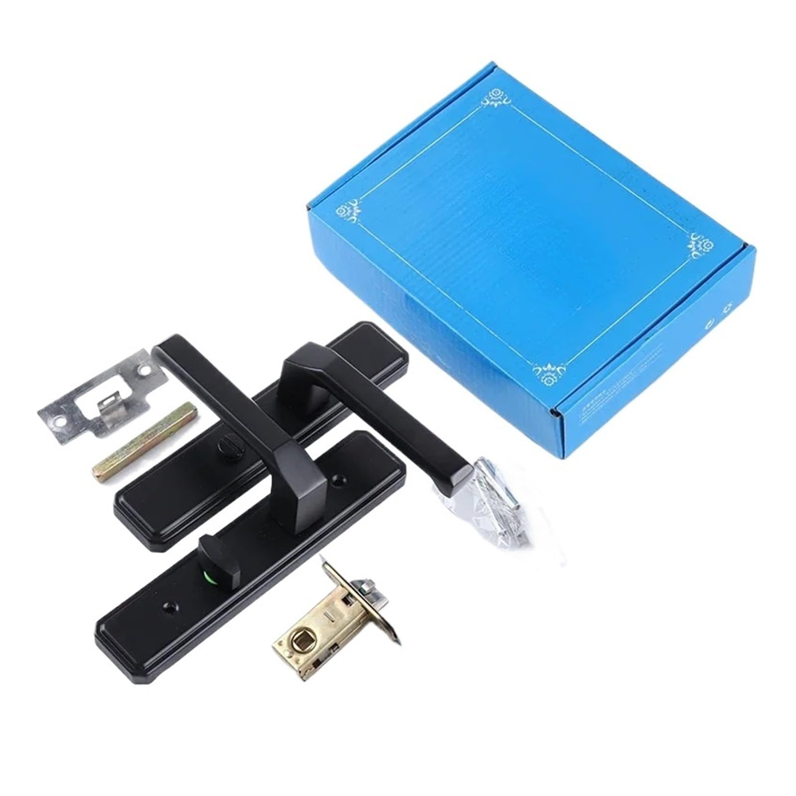 Cerradura de puerta de baño reversible sin llave, cerradura de manija de lengüeta simple de 110 orificios, color negro(110-35)