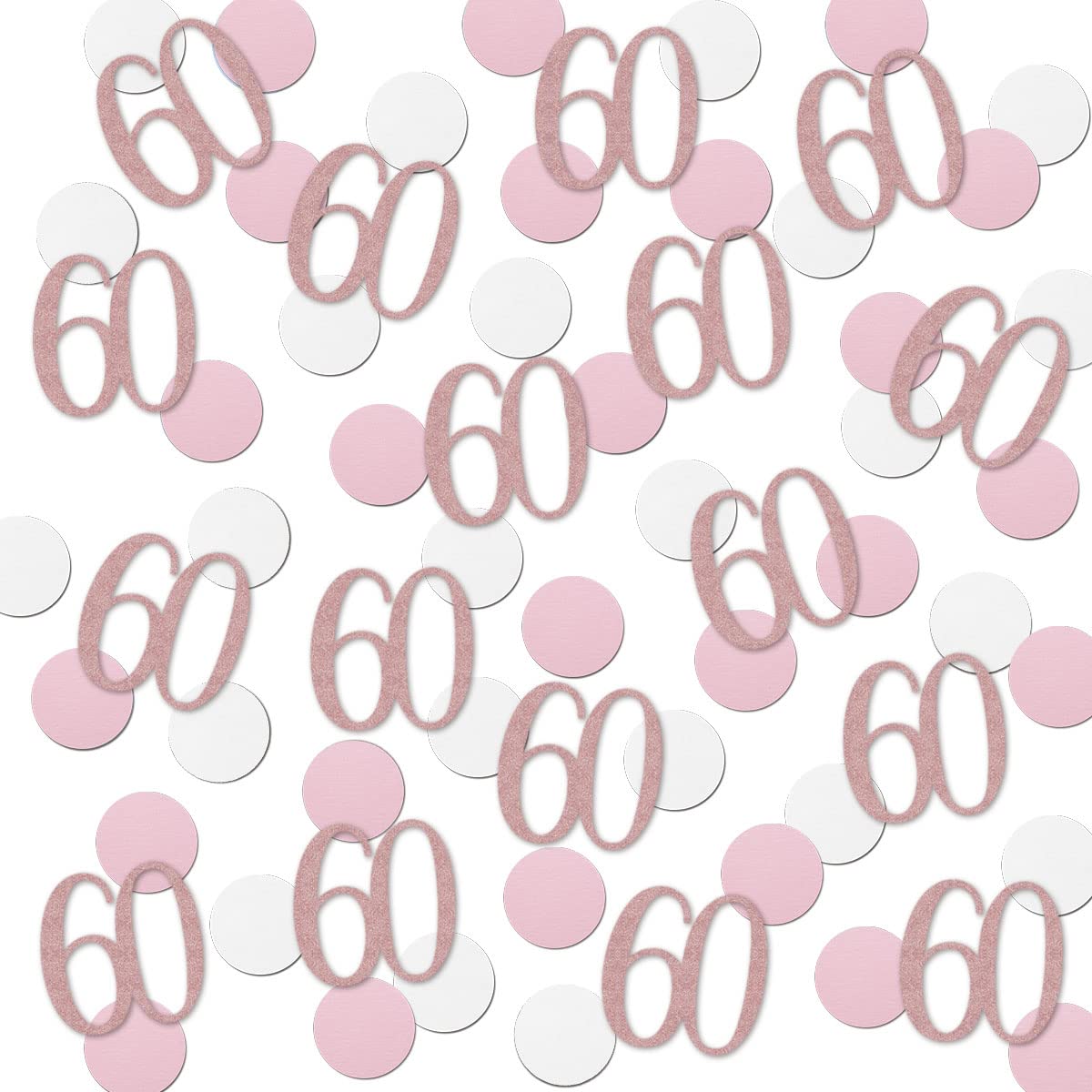 Rose Gold 60 Confetti, 60th Glitter Birthday Number Confetti, 200pcs Anniversary Party Table Decoration Supplies