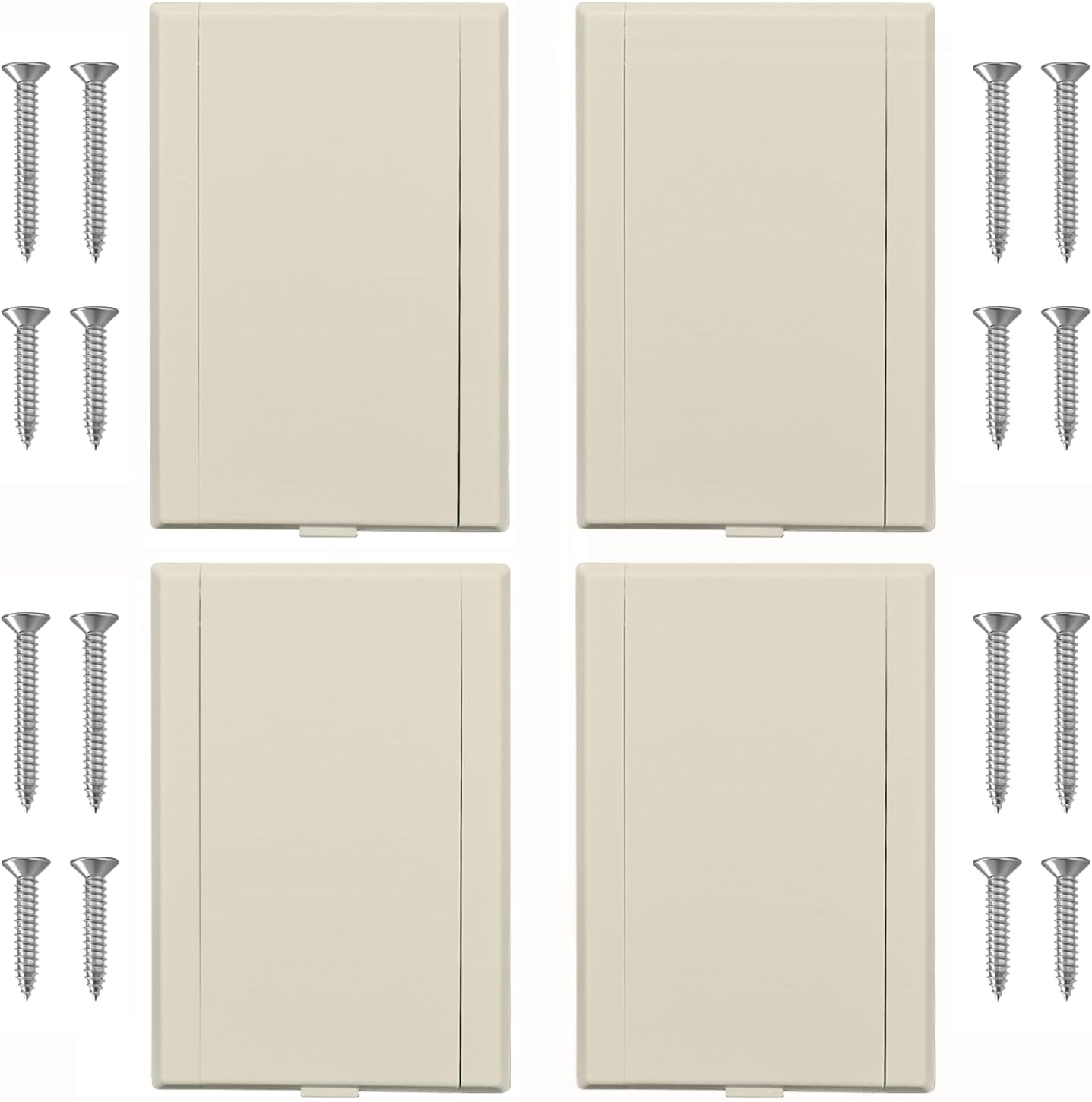 HASMX 775590A Central Vacuum Inlet Valve Plate, Low Voltage Inlet Valve Replacement for Central Vacuum Systems Almond, 1 1/2" Diameter x 3 7/16" Width x 5 1/8" Height, 4-Pack