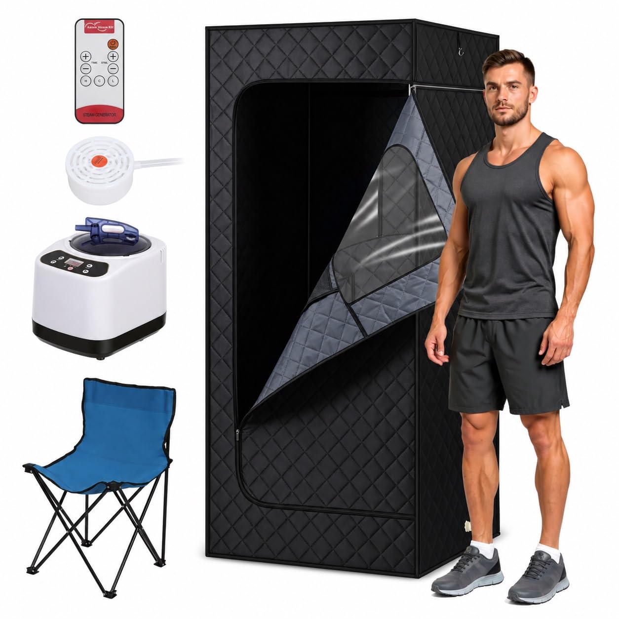 Sauna parowa całego ciała, 1200 W, pilot zdalnego sterowania