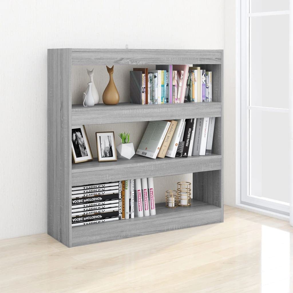 Sonoma - Scaffale per soggiorno, libreria, scaffalatura, divisorio, grigio, 100 x 30 x 103 cm, per libri, soggiorno, studio, ufficio