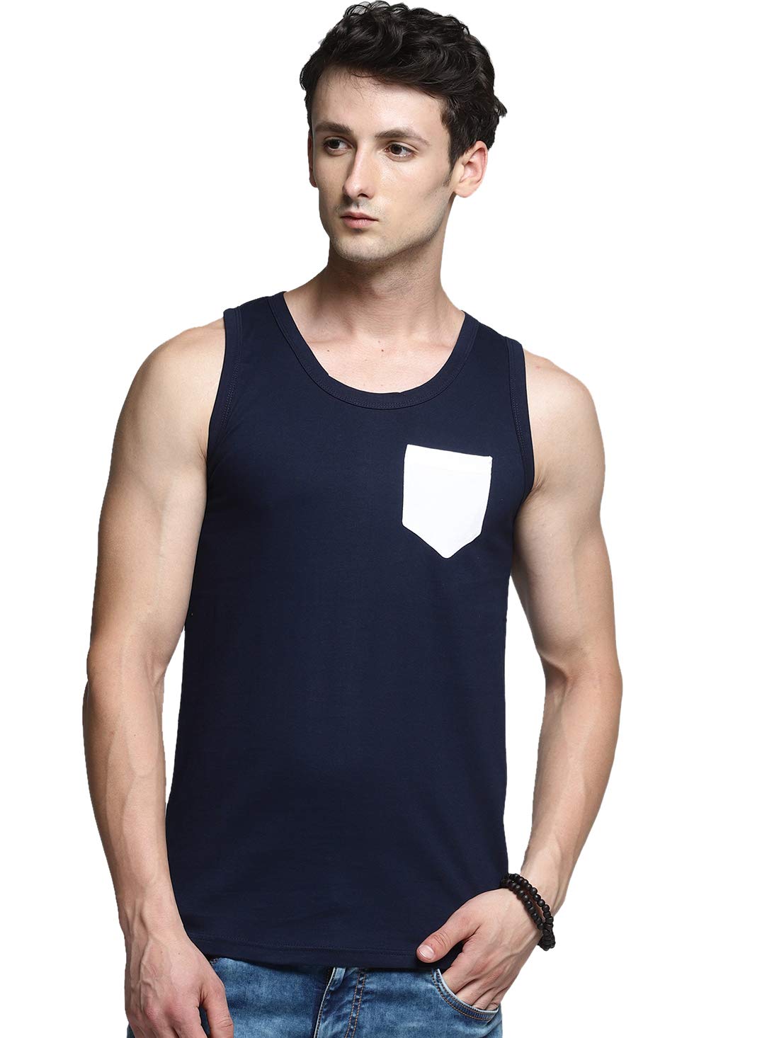 Men Sleeveless Tank Top with Pocket Mustard Color-image-20