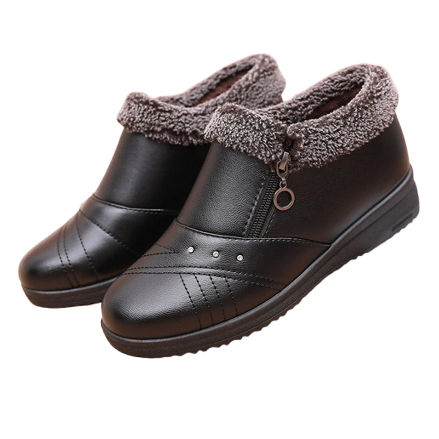 Womens Platform Boots with Faux Lining Winter Warm Snow Boots Non-Slip Casual Booties for Fall and Cold Weather