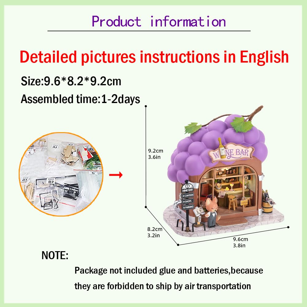 DIY Forest Fruit Town Mini Puppenhaus Kit Erwachsene Bausatz 3D Holzpuzzle Kreative Wohnkultur (Fuchsbar) - 2