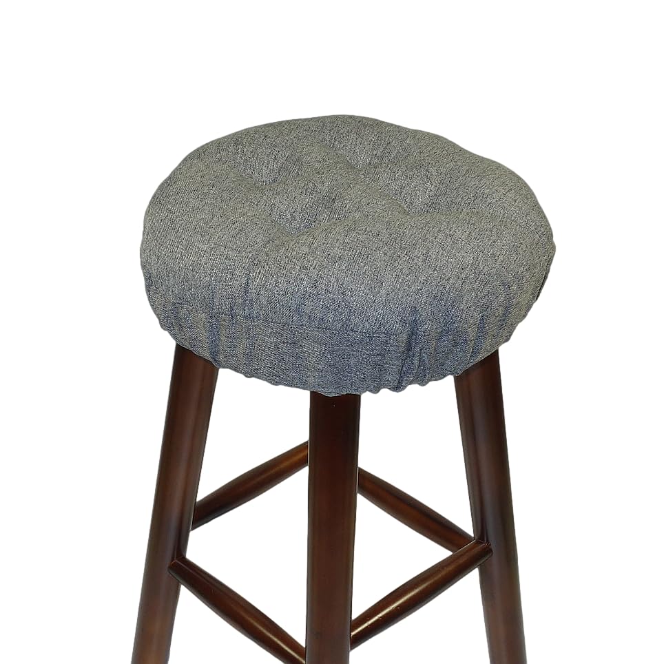 Thick Padded Modern Linen Bar Stool Cushion Round 12 inch, Comfortable
