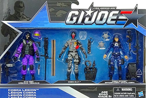 G.I. Joe, 50th Anniversary, Cobra Legion Exclusive Action Figure Set (SAW Viper, Cobra BAT, and Cobra Officer), 3.75 Inches