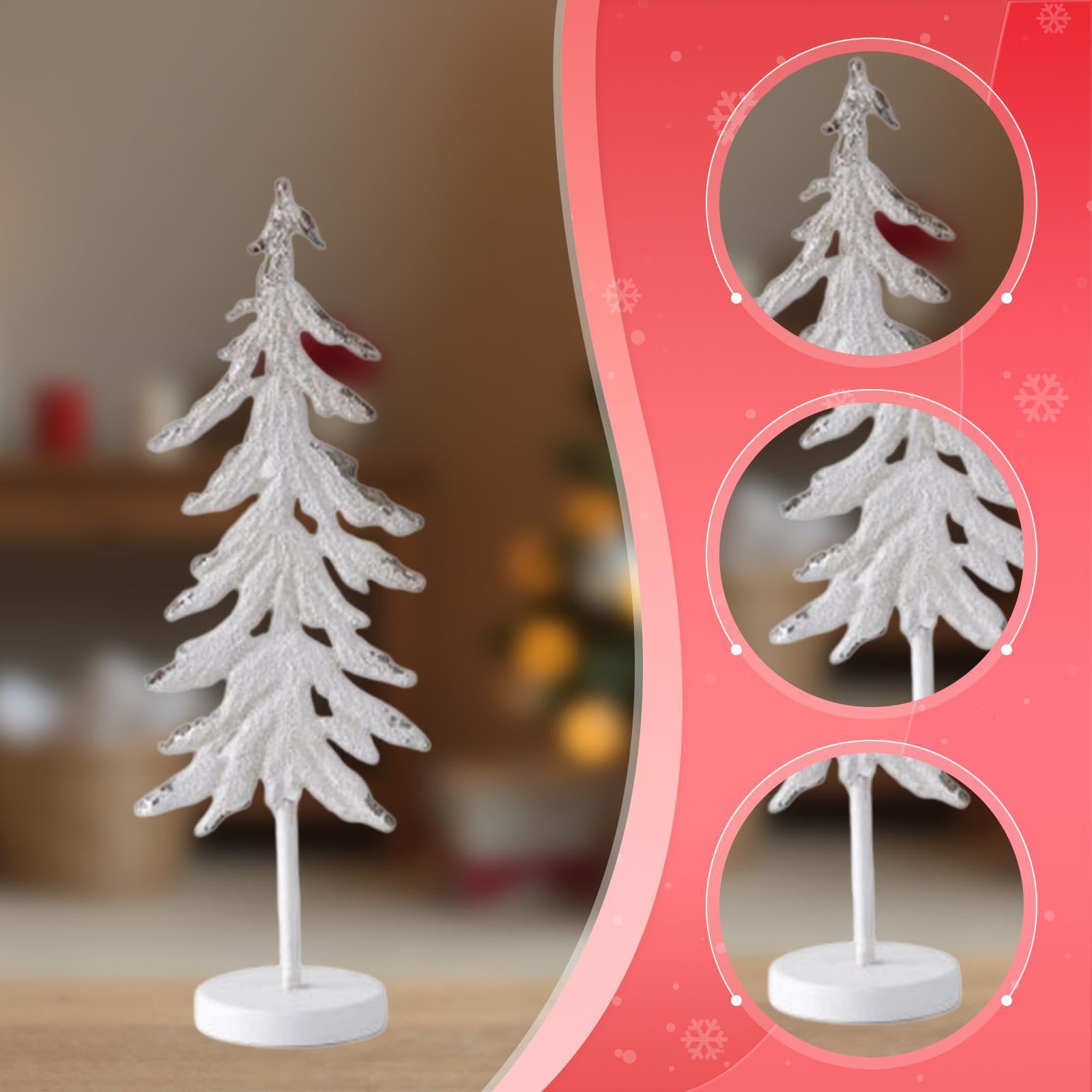 Adorno navideño de Mesa para de, Adorno navideño Coleccionable para Sala de Estar, Blanco 16x10.5x47cm