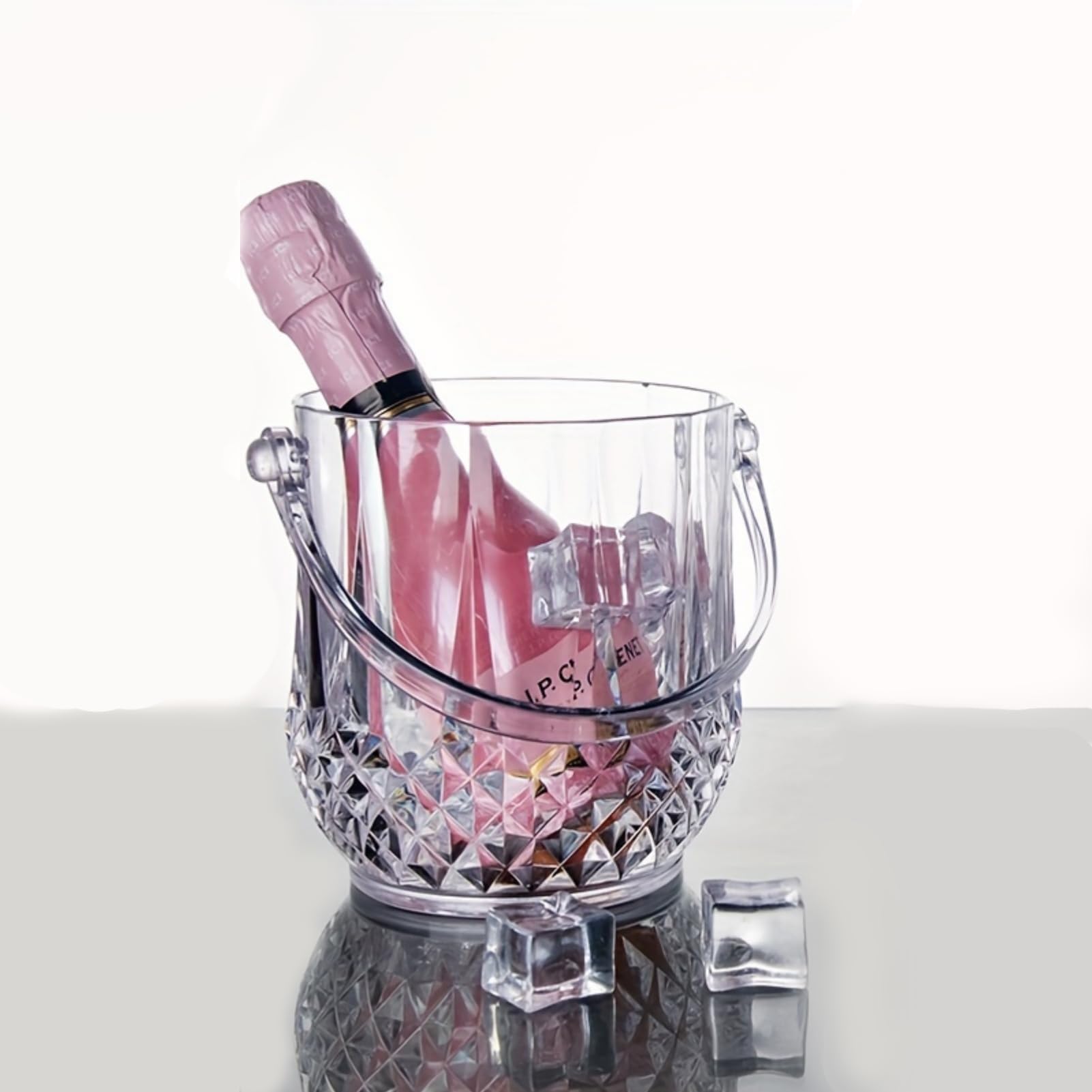 Jerliflyer 1150ml Acrylic ice Bucket,Crystal binaural Small ice Bucket, Clear Beverage Cocktail bar with Handle for KTV Bar Parties use?1pcs?