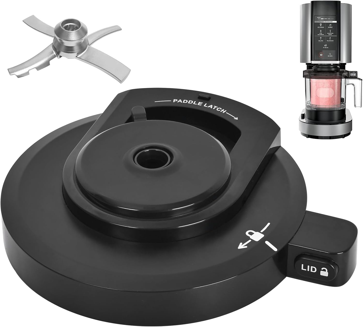 NC501 Paddle Outer Bowl Lid,Replacement Outer Bowl Lid and Paddle for Ninja NC500 Series,CREAMi Deluxe lce Cream Accessories,NC501 Replacement Parts
