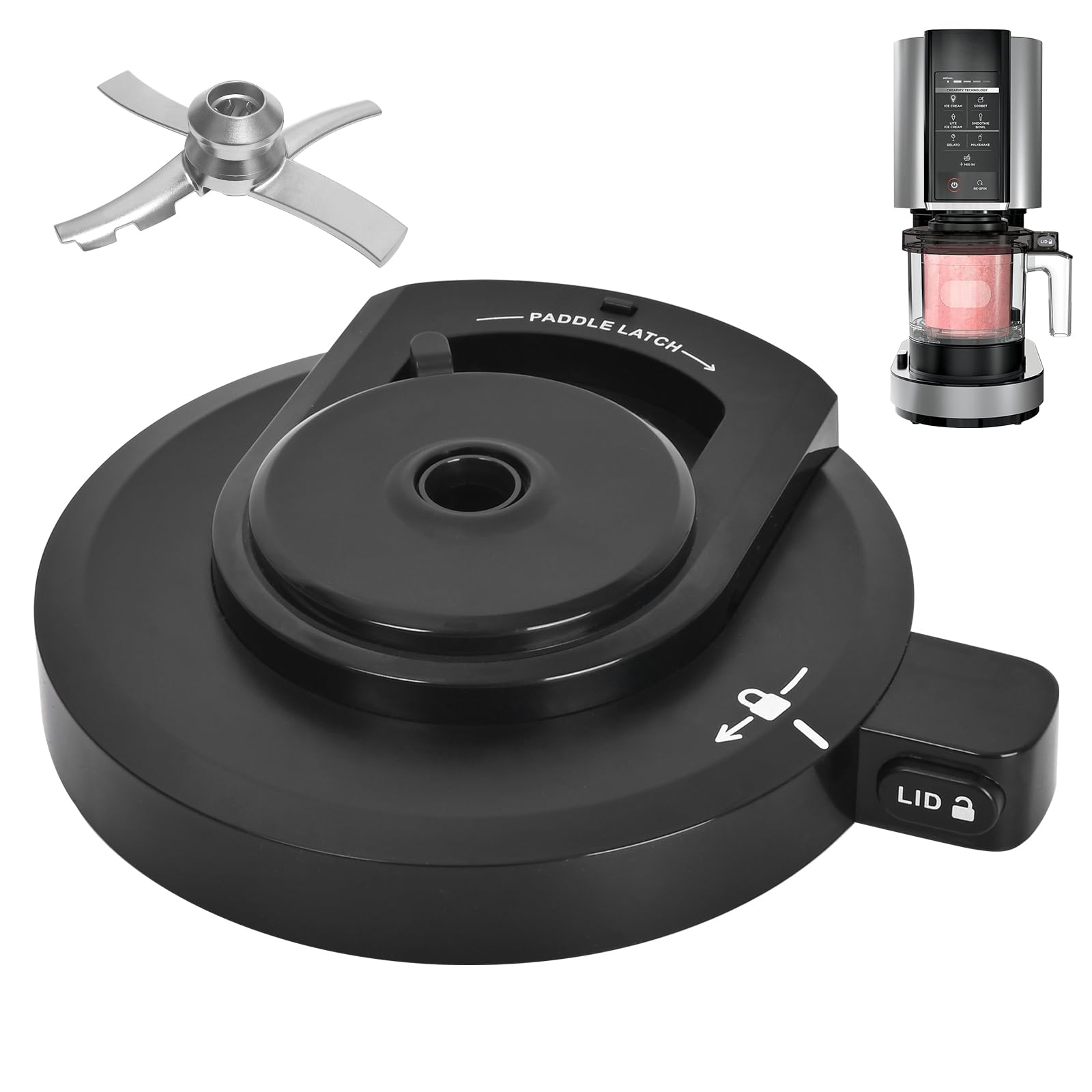 NC301 Outer Bowl Lid and Paddle, Outer Bowl Replacement Lid Creami Replacement Parts Compatible with NC299AMZ/NC301/NC300 Series