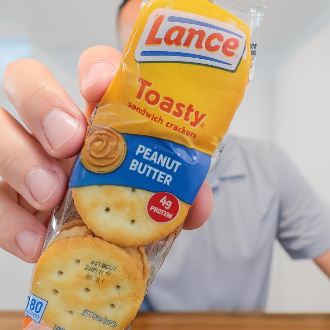 Lance Toasty Peanut Butter Sandwich Crackers, 40 Individual Snack Packs - Classic On-the-Go Snack for Lunches, Office & Travel