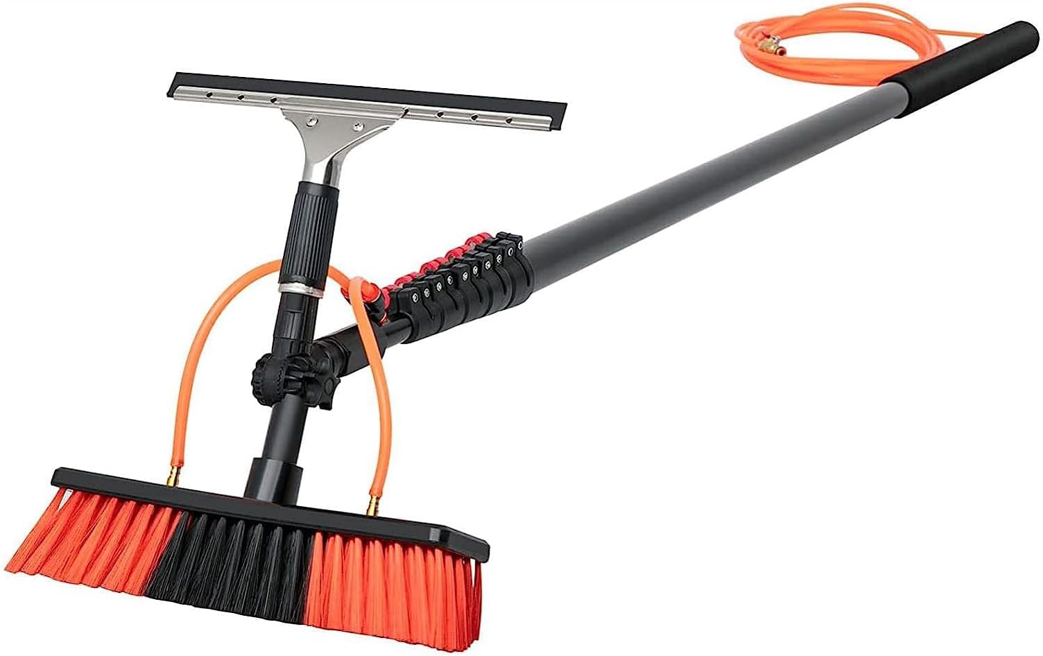 Teles 3.6 10.8M Window Cleaning Rod Set Squeee & Brush Kit for Solar Panels Conserva Extended Reach Cleaner Perfect for Photovoltaic Maintenance (30cm Brush Head)