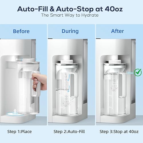 Miniatura 4 de Encimera de filtro de agua de ósmosis inversa, sistema de filtración de agua RO de 6 etapas con jarra de vidrio inteligente de 40 onzas,