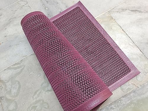 Image of EcoDeco Anti Skid & Multipurpose /Bathroom Mat /Shower Mat /Carpet /Rugs /Rainmat /Swimming Pool Mat|Waterproof Doormat for Indoor /Outdoor Home Office Entrance| (Mehroon, 16 inchx24 inch)