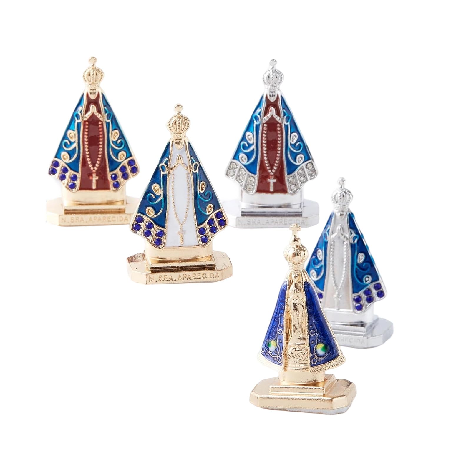 Mtucegi Multicolor 5Pcs Nossa Senhora Aparecida Statue Set Virgins Marys Figurines Tabletop Ornament Car Interior For Office Home Dosor