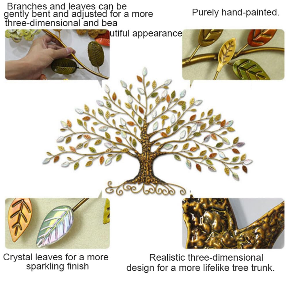 Árbol Decorativo de Pared de Hierro Forjado,Arbol De La Vida Decoracion Pared Metal,Adorno de Pared Tridimensional,Adorno de Entrada,Decoración para Salas de Estar,Cafeterías y Estudios