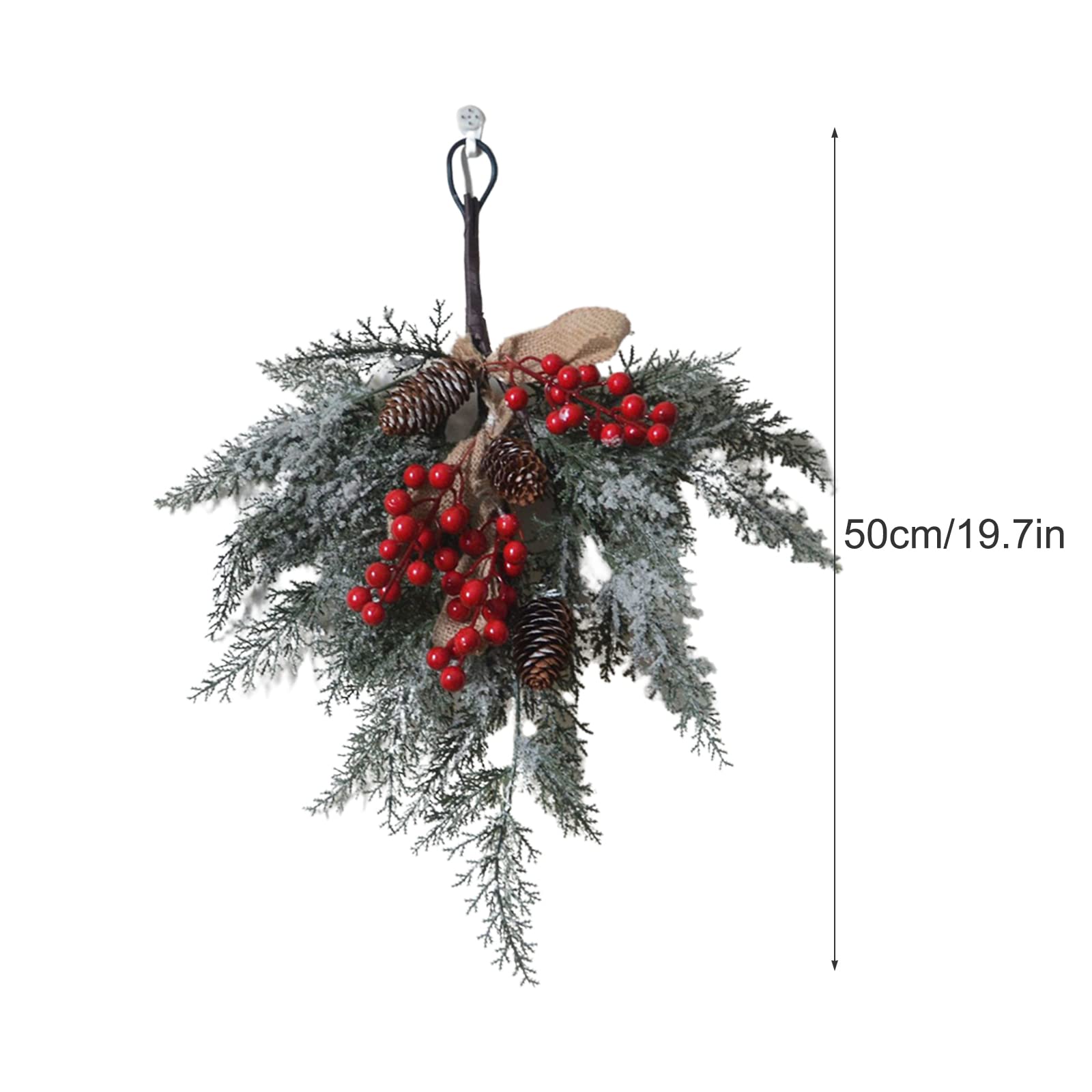 Festone Natalizio A Goccia In PVC - Ghirlanda Di Pino Finto Per Porta, Camino O Tavolo - Decorazione Verde Per Natale - Foto 13