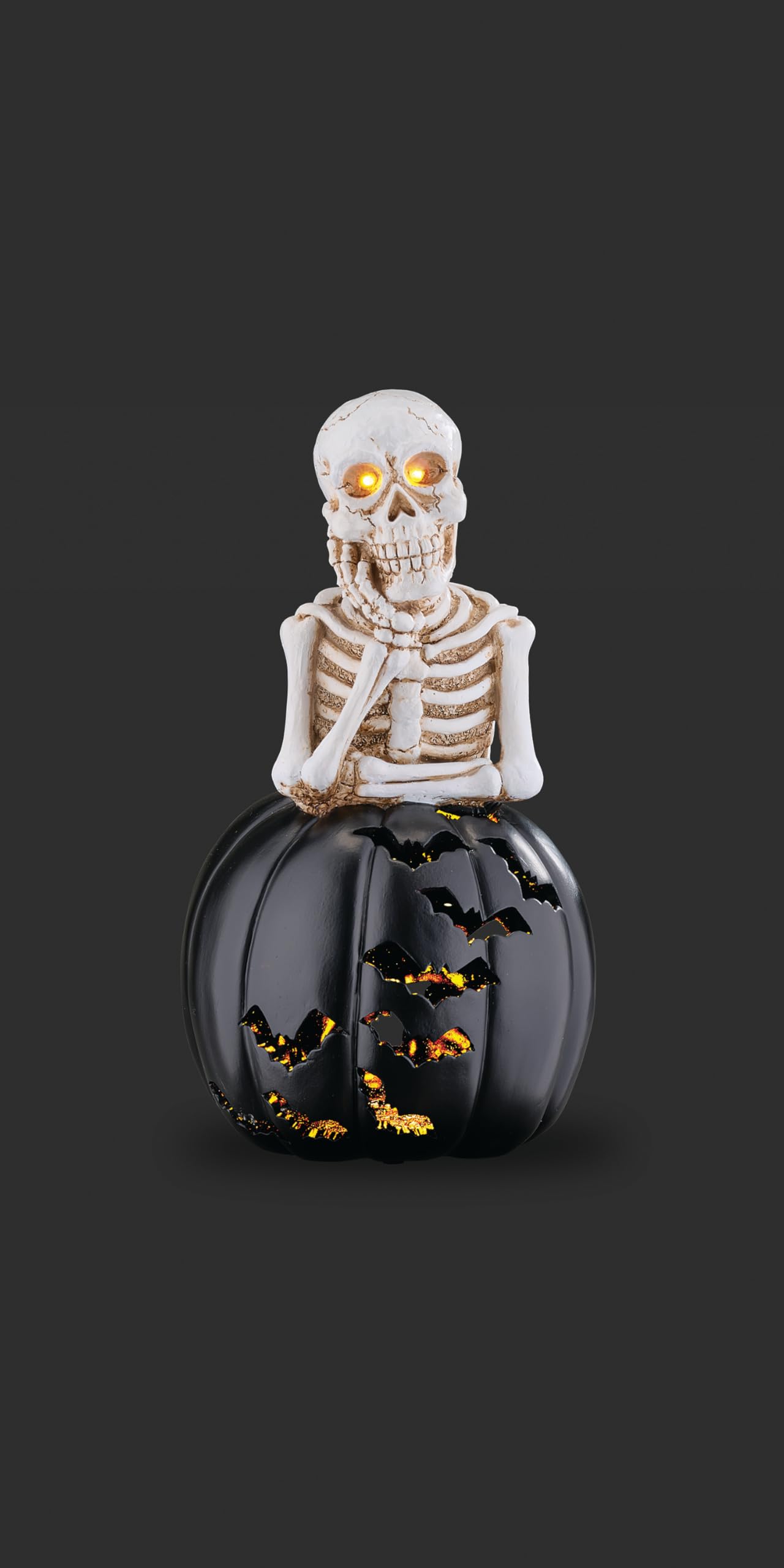Squelette lumineux citrouille noire deco Halloween effrayante figurine intérieur