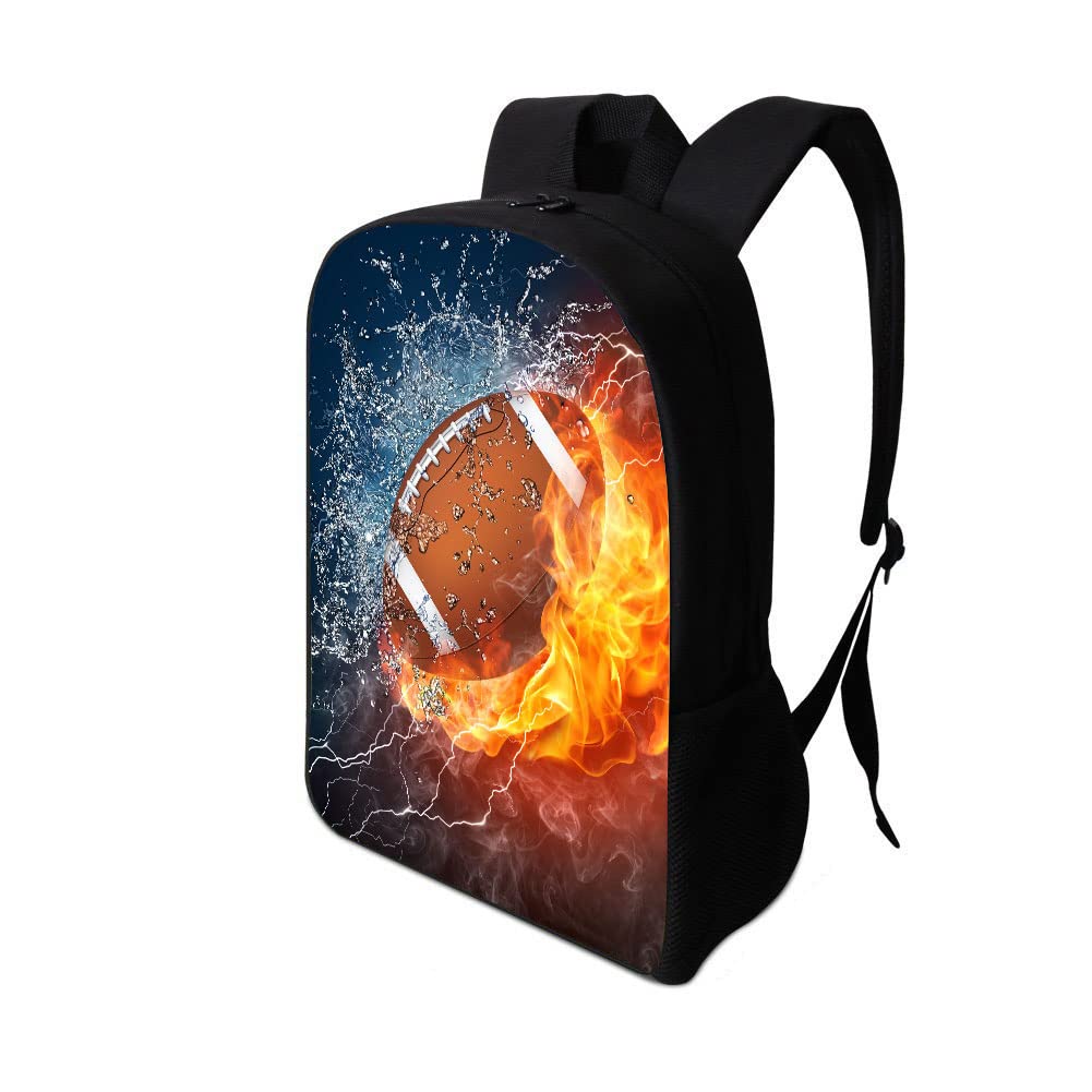 ANYFOCUSSchool Backpack，for Age 6-16 Boys with Pencil Bag Combustion Football Design