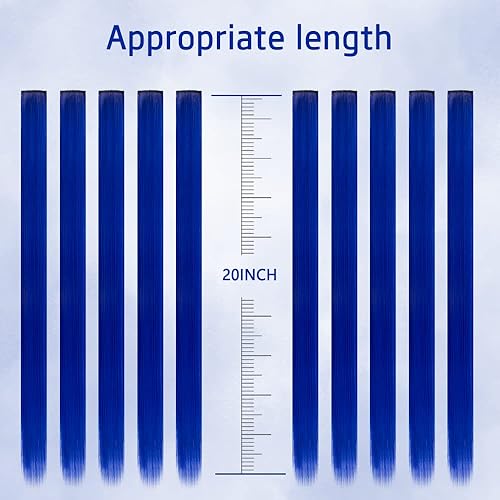 Miniatura 2 de Extensiones de cabello sintético de colores de 20 pulgadas, con reflejos, para fiesta, lacio, colorido, con clip, para niñas y niños (10 unidades,