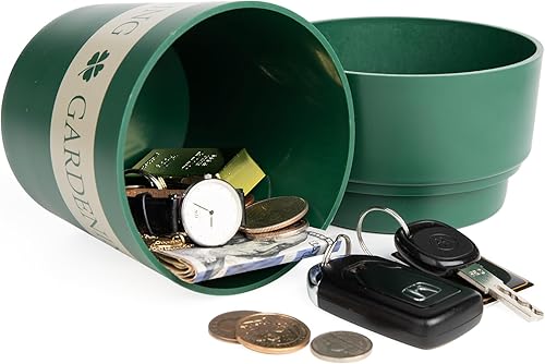 Vista 20 de Maceta con compartimento oculto seguro y secreto, ocultador de llaves secretas, oculta una caja fuerte secreta para llaves (verde)