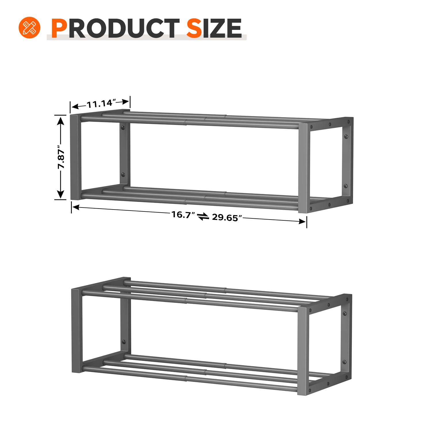 Homeiju Hängender Schuh-Organizer, 2 Stück, Wandmontage, für 12 Paar, platzsparendes Metall-Wand-Schuhregal, Schuhhalter zum Aufhängen für kleine Räume, Eingang, Schrank, Wohnmobil, Wohnmobil (grau)