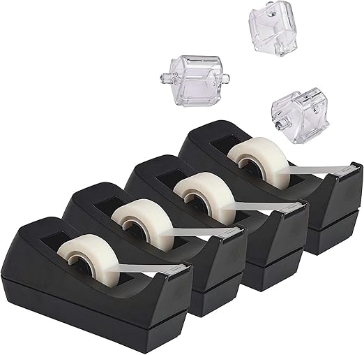 Desktop Tape Dispenser, 4Pack, NonSkid Base with 3