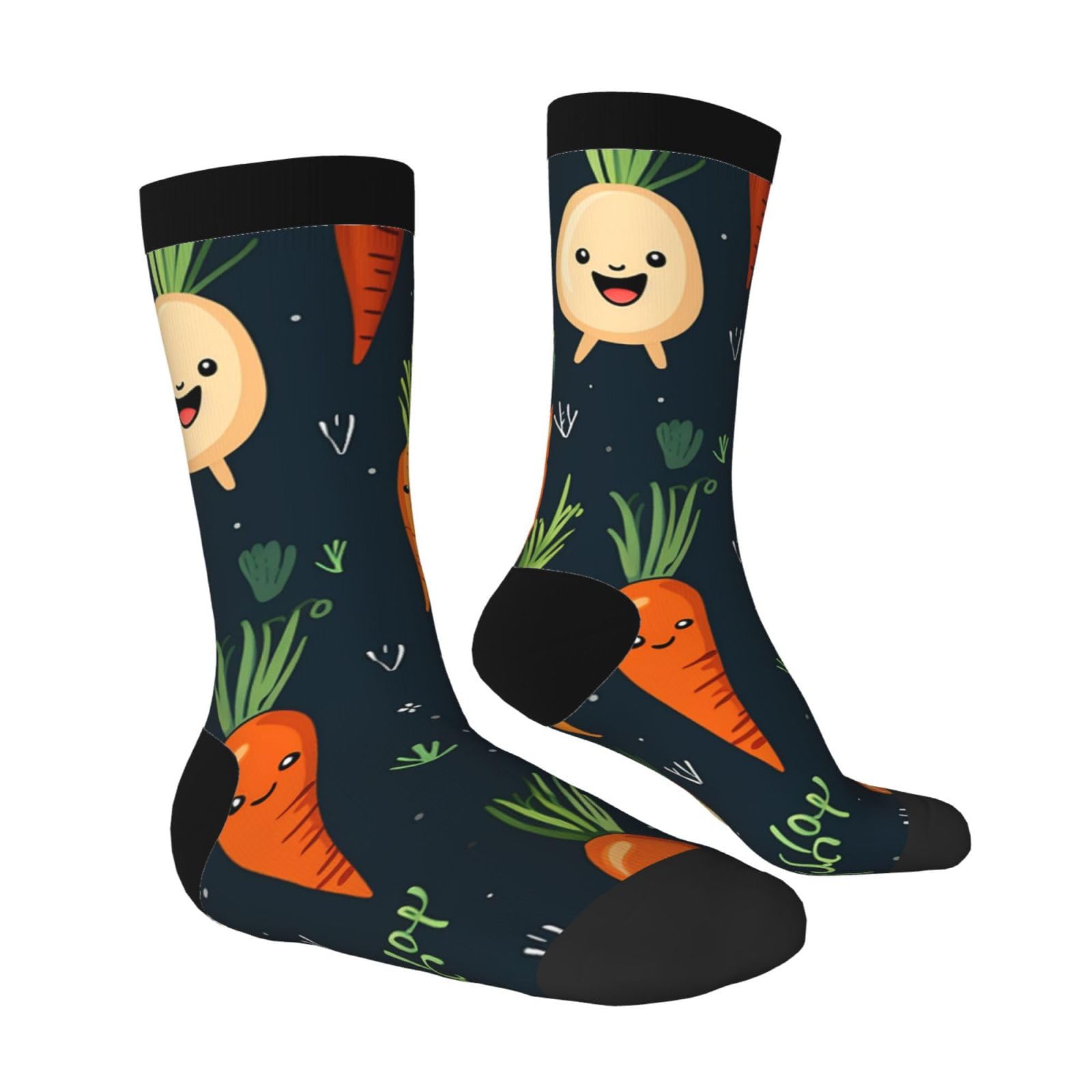 LZQPOEAS Happy carrot Athletic Socks Unisex Cushioned Crew Socks Hiking Running Calf Sock Soft Above Ankle Sock
