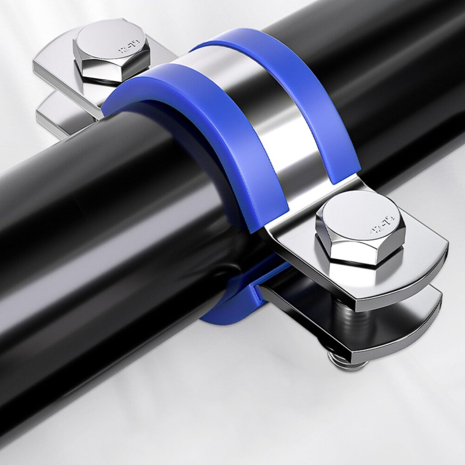 Paquete de 6 abrazaderas planas de acero para postes, dispositivos de fijación de doble cara galvanizados para postes de cemento, postes de luz, columnas, con goma Hebilla de fijación(51mm)