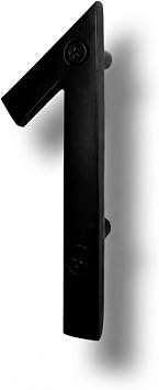 NACH Floating House Numbers, 4 inch Aluminum Black House Numbers for Outside - Number 1, Door Numbers with Mounting Hardware