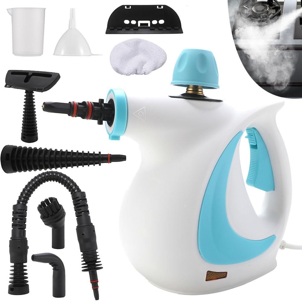 Delilahs Natural Steam Cleaner, Delilah Handheld Steam Cleaner with 9 Accessories, Multi-purpose Steamer for Home Use, Portable Steam Cleaner for Car Detailing Hardwood and Tile All Surfaces(Blue)