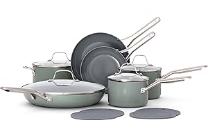 Caphalon Classic Ceramic Nonstick 12-Piece Cookware Set, Silver Ash