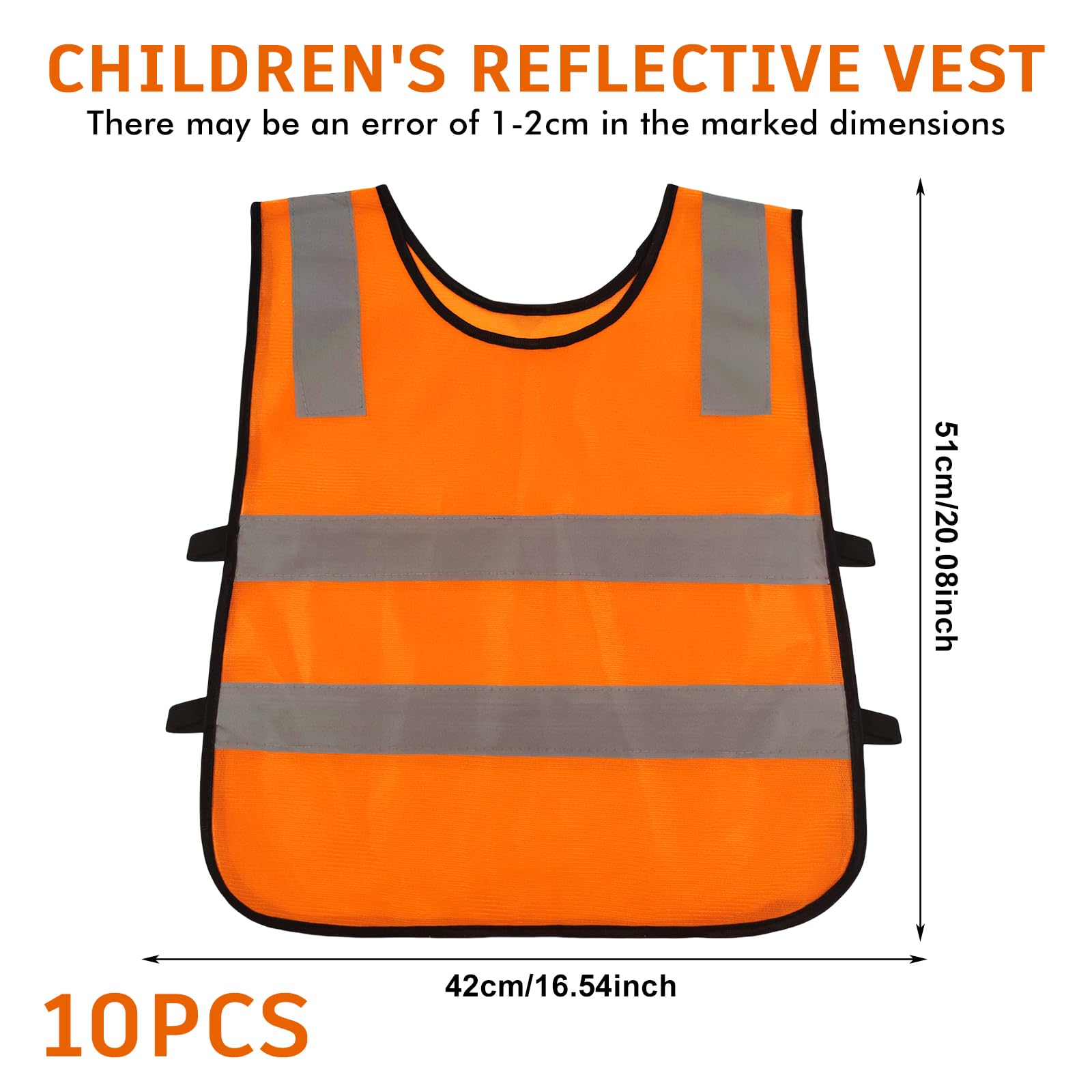 10 Pièces Gilet De Sécurité pour Enfants, Gilet de Sécurité Enfants, Gilet Securite Enfant Réfléchissant pour Vélos pour Enfants (3-12 ans), pour course en extérieur, cyclisme, circulation routière