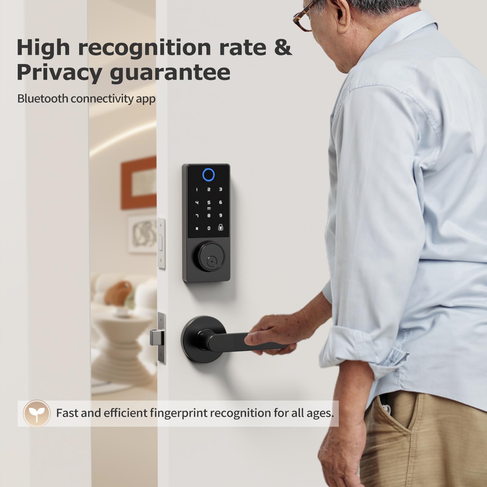Filta Cerradura inteligente para puerta delantera, aplicación Bluetooth 5 en 1, control remoto, teclado electrónico, cerradura de puerta con llaves, cerradura de puerta de entrada sin llave de