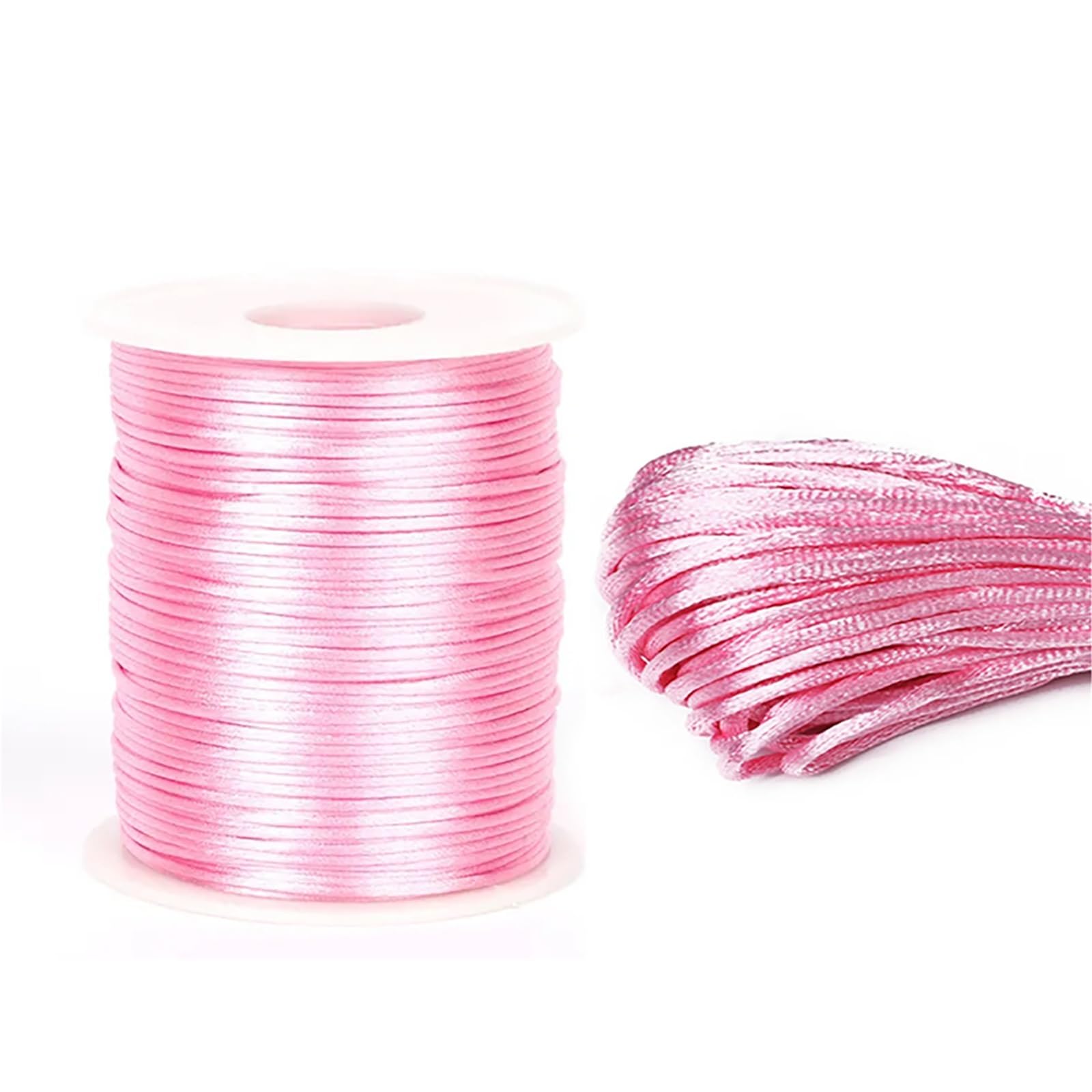 Nylon Cord Thread 5PCS 50M/Roll 1.5mm Nylon Cord Rope Chinese Knot Thread Satin Rattail Cords Bracelet Braided String for Making Bracelet, Necklace, Chinese Knot(Pink)